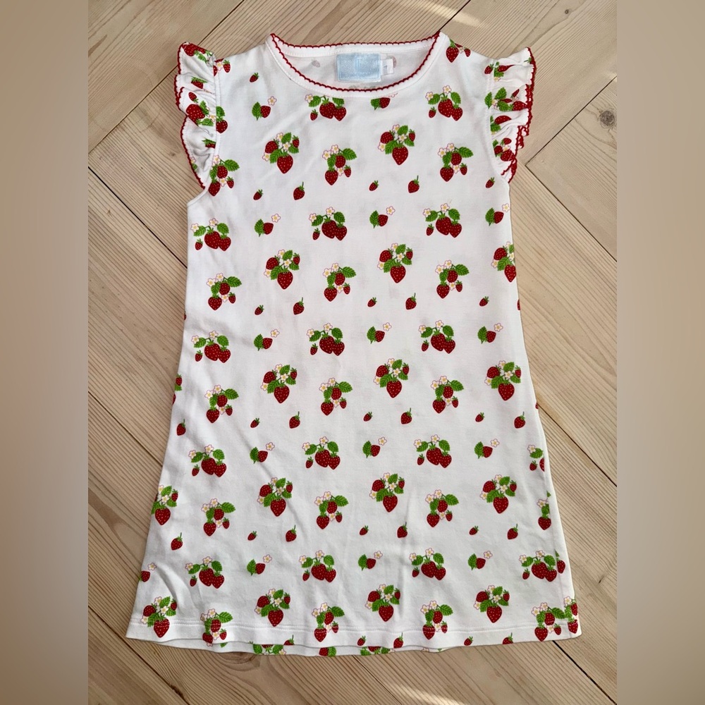 Little English White and Red Casual Dress with Cherry Print